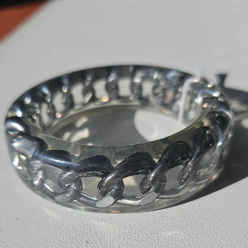 Chunky Silver Chain Link Bangle Bracelet